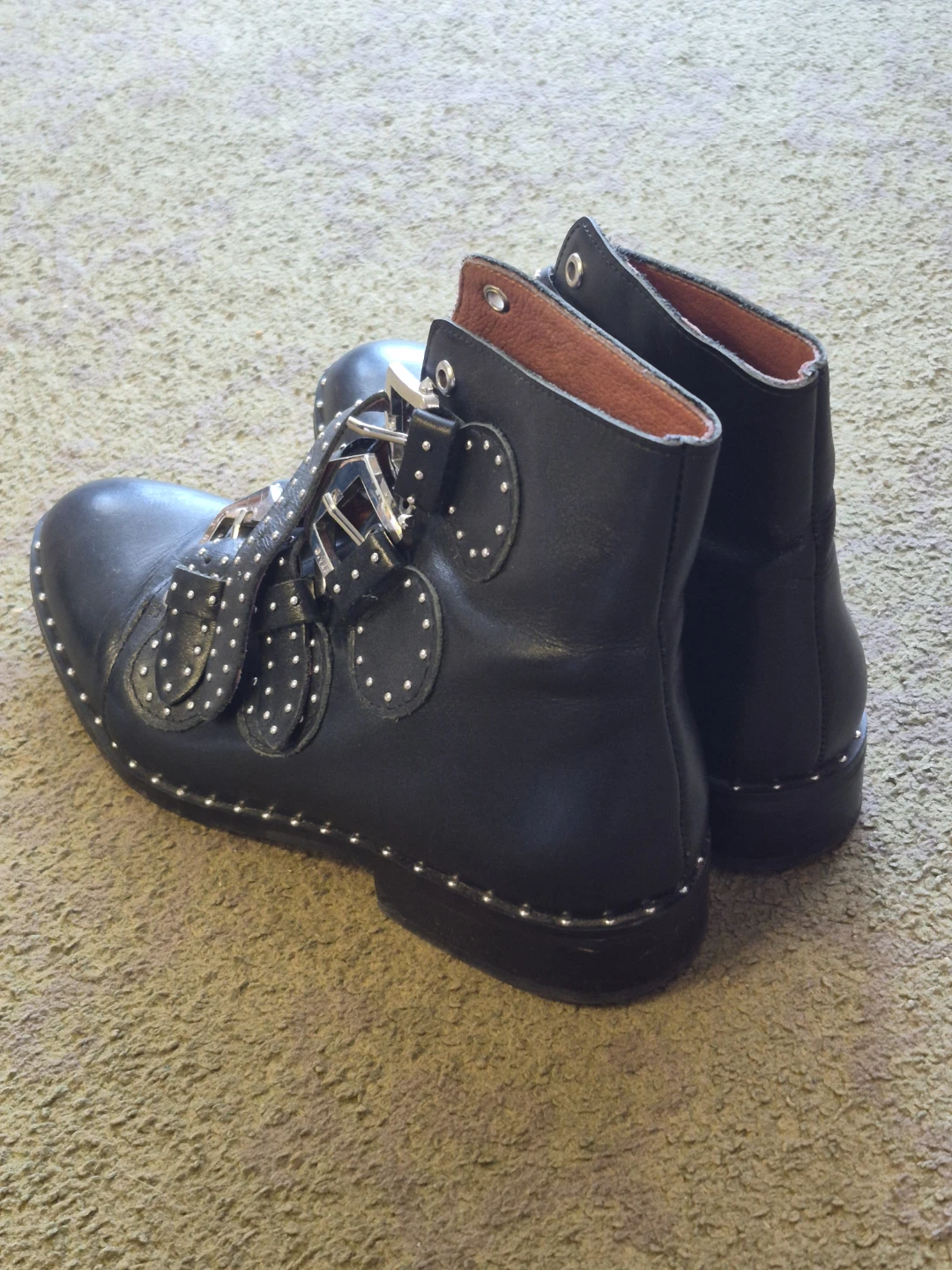 Givenchy Black Leather Studded Buckle Ankle Boots - photo 2