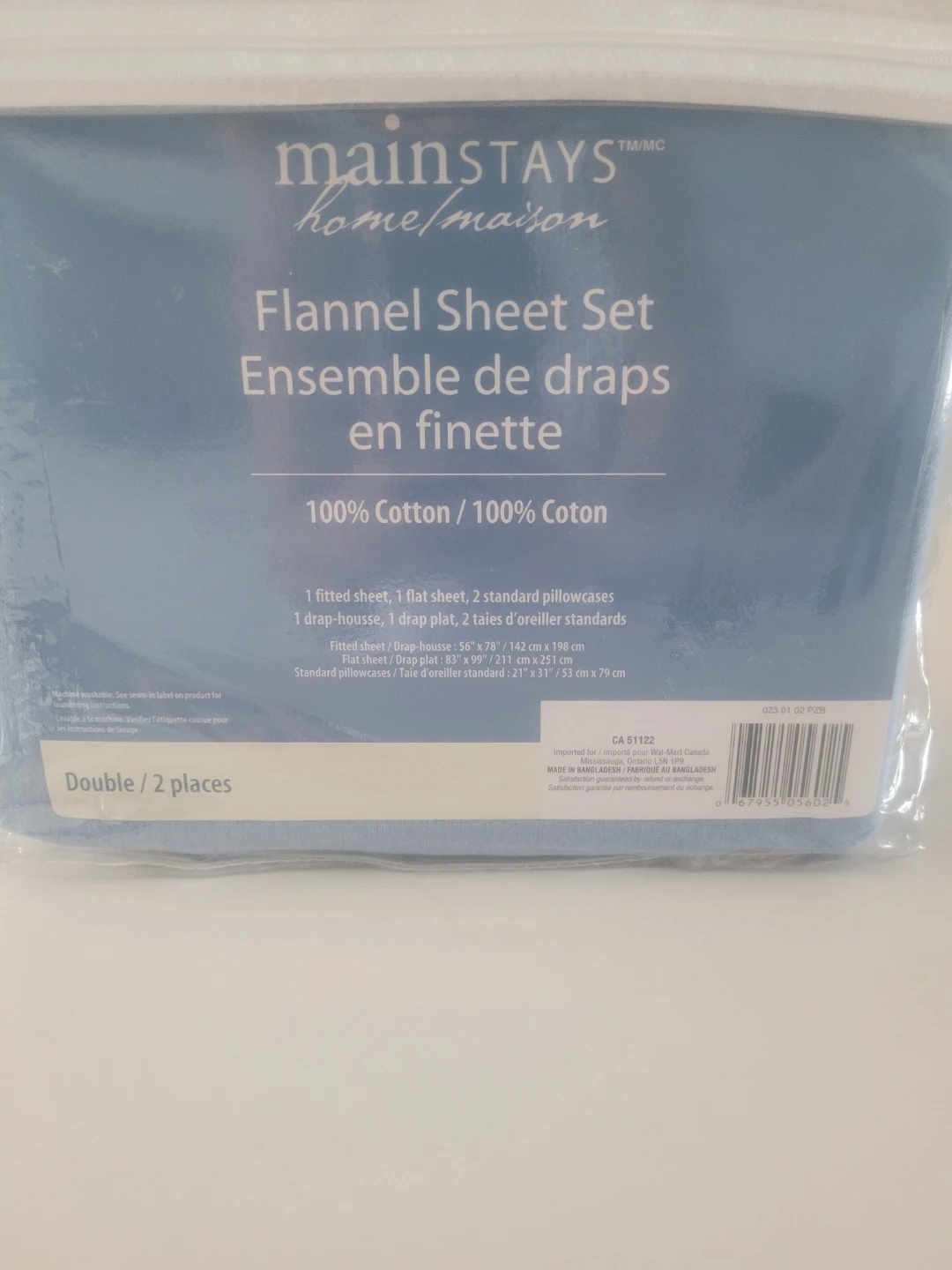 Mainstays Flannel Sheet Set Double 2 Piece Blue - photo 2