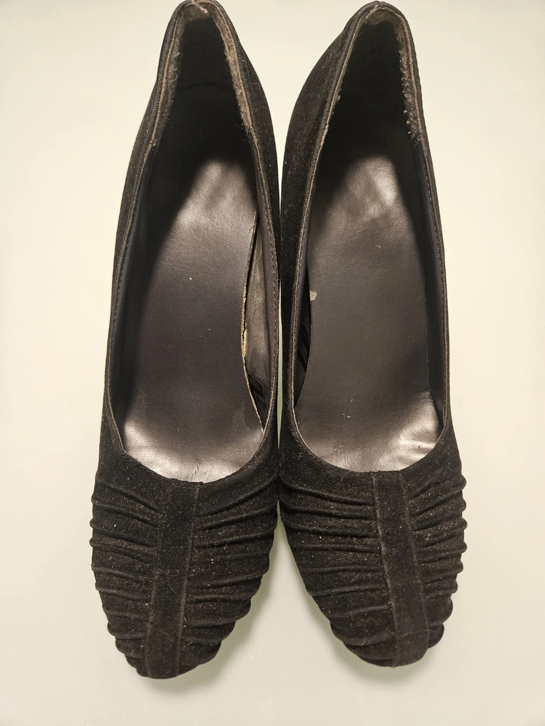 Black Suede Pleated Heels