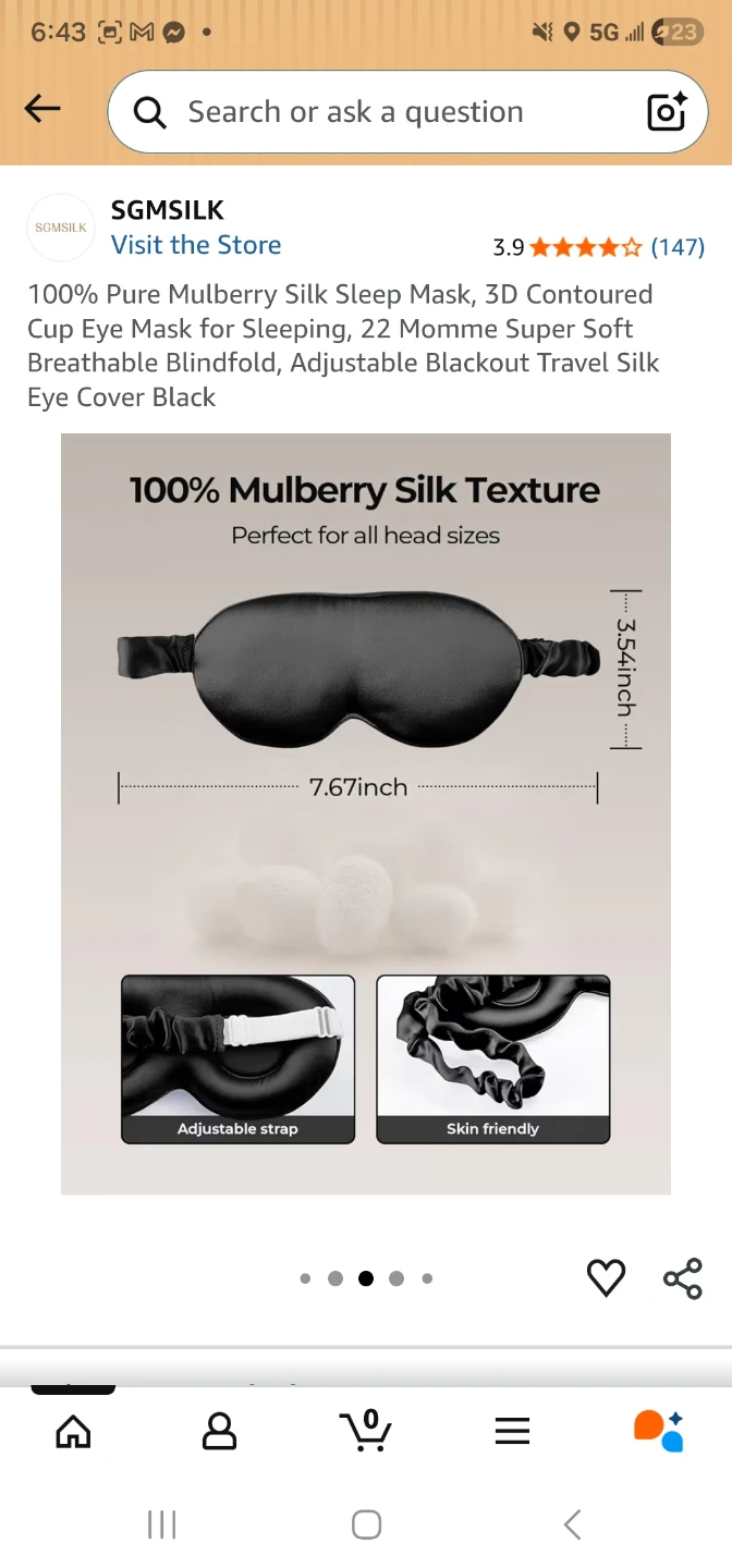 New Mulberry Silk Sleep Mask- Navy - photo 3