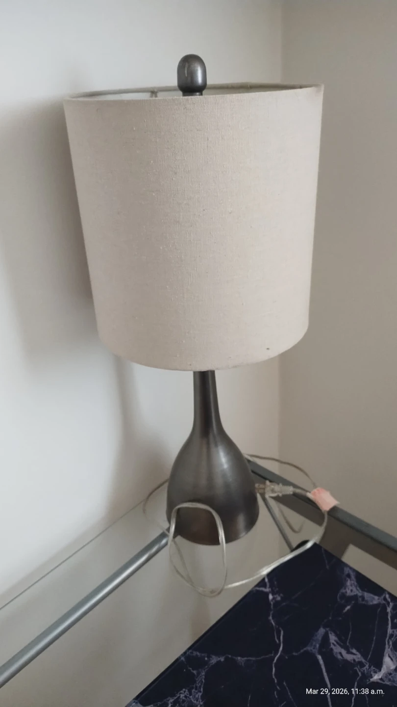 Table Lamp with Beige Drum Shade