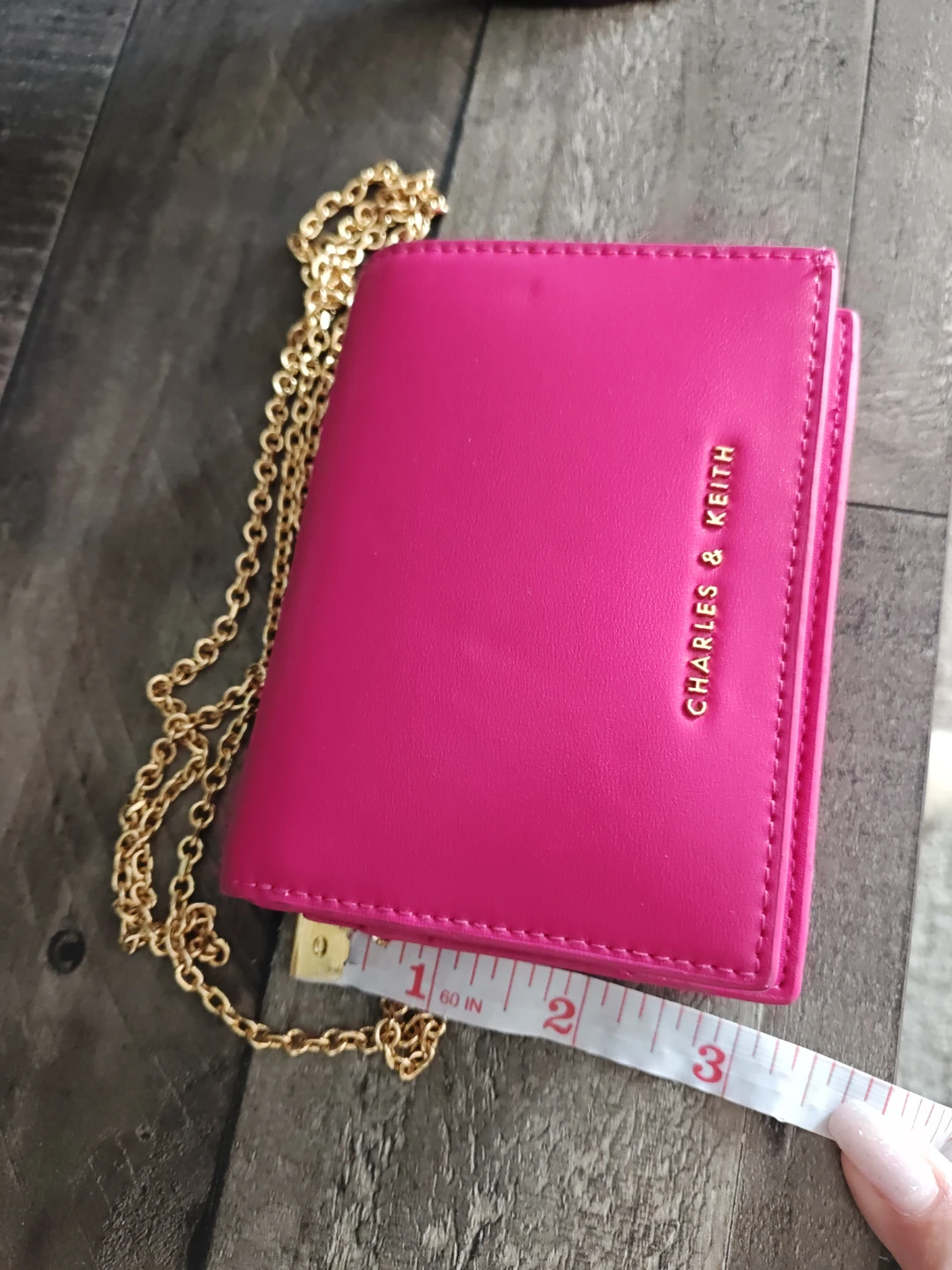 Charles & Keith Pink Card Holder with Chain - photo 5