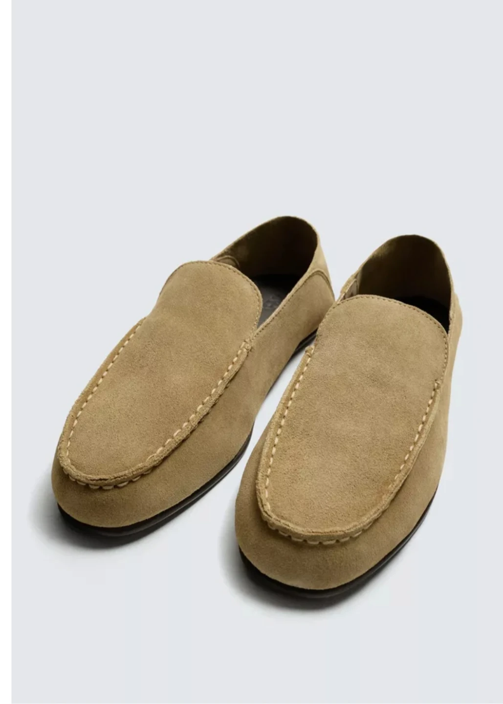 Zara Man Beige Suede Leather Loafers