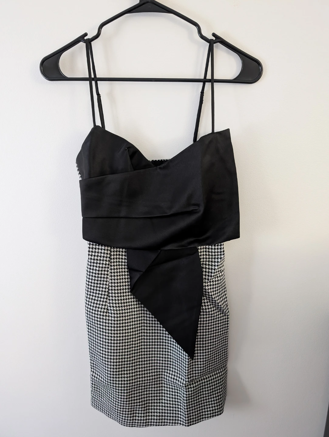 Brand New Black & White Houndstooth Dress w Bow Cute Sexy Dress