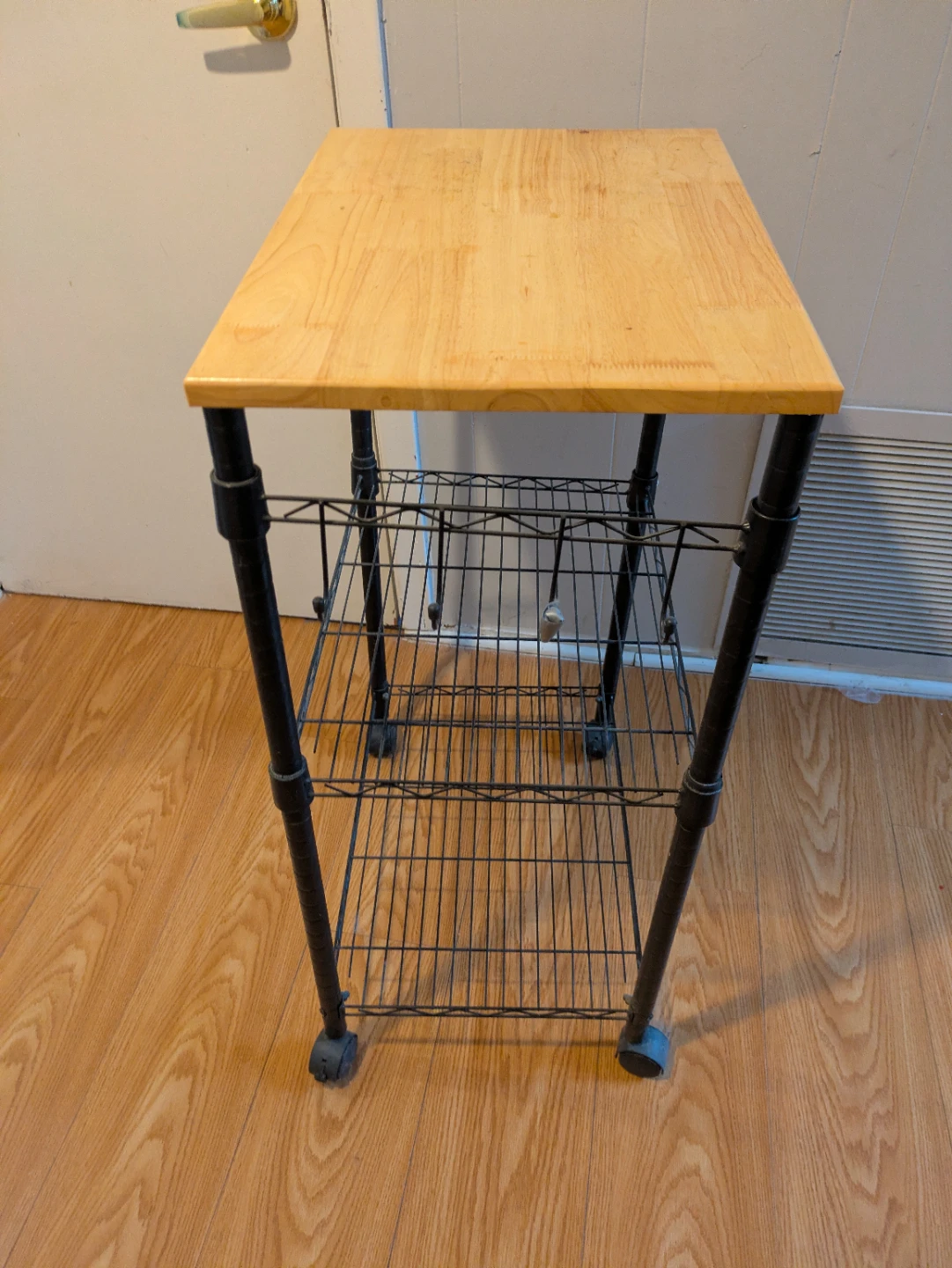 Kitchen Cart with Wooden Top and Wire Shelves - photo 2