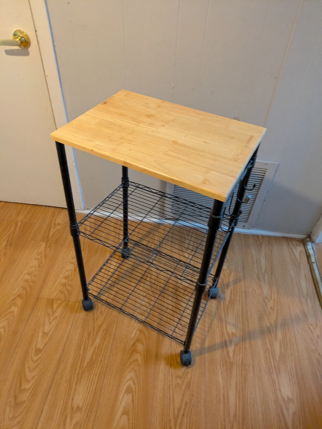 Kitchen Cart with Wooden Top and Wire Shelves - photo 3
