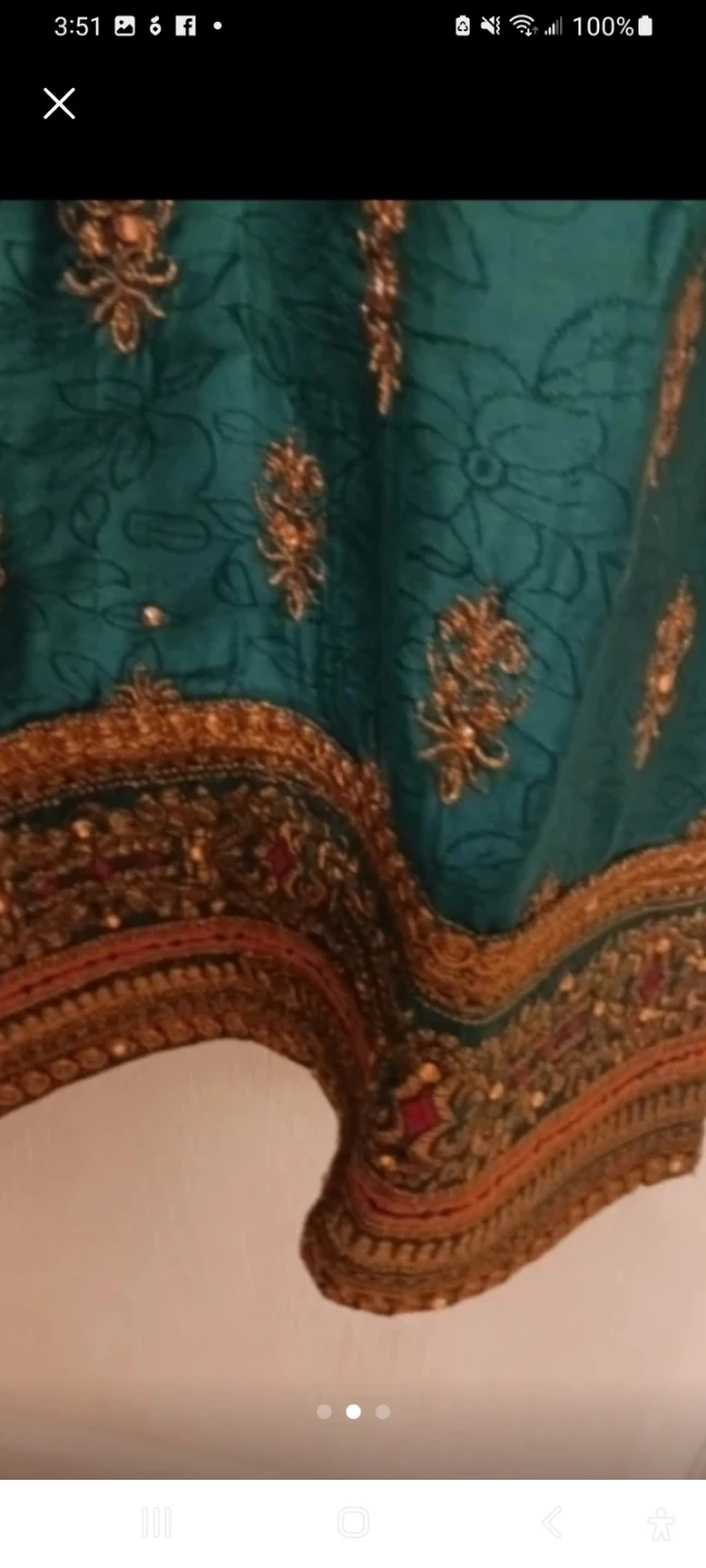 Green embroidered kurta set beautiful design - photo 2