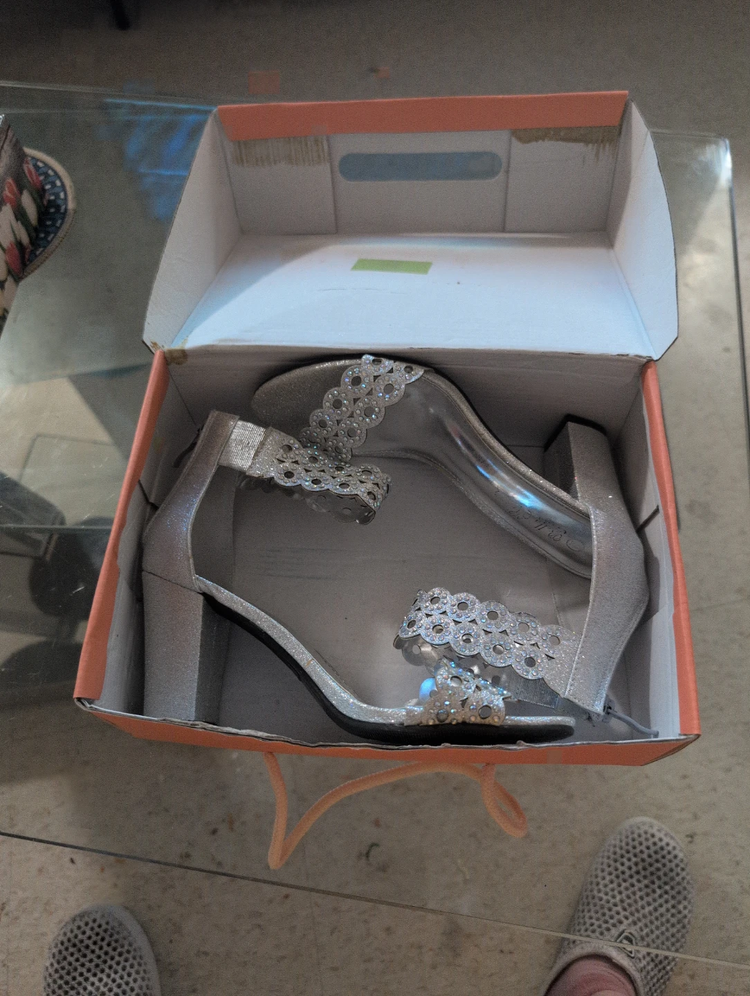 Bella Hanna Silver Glitter Heels with Rhinestones - photo 2