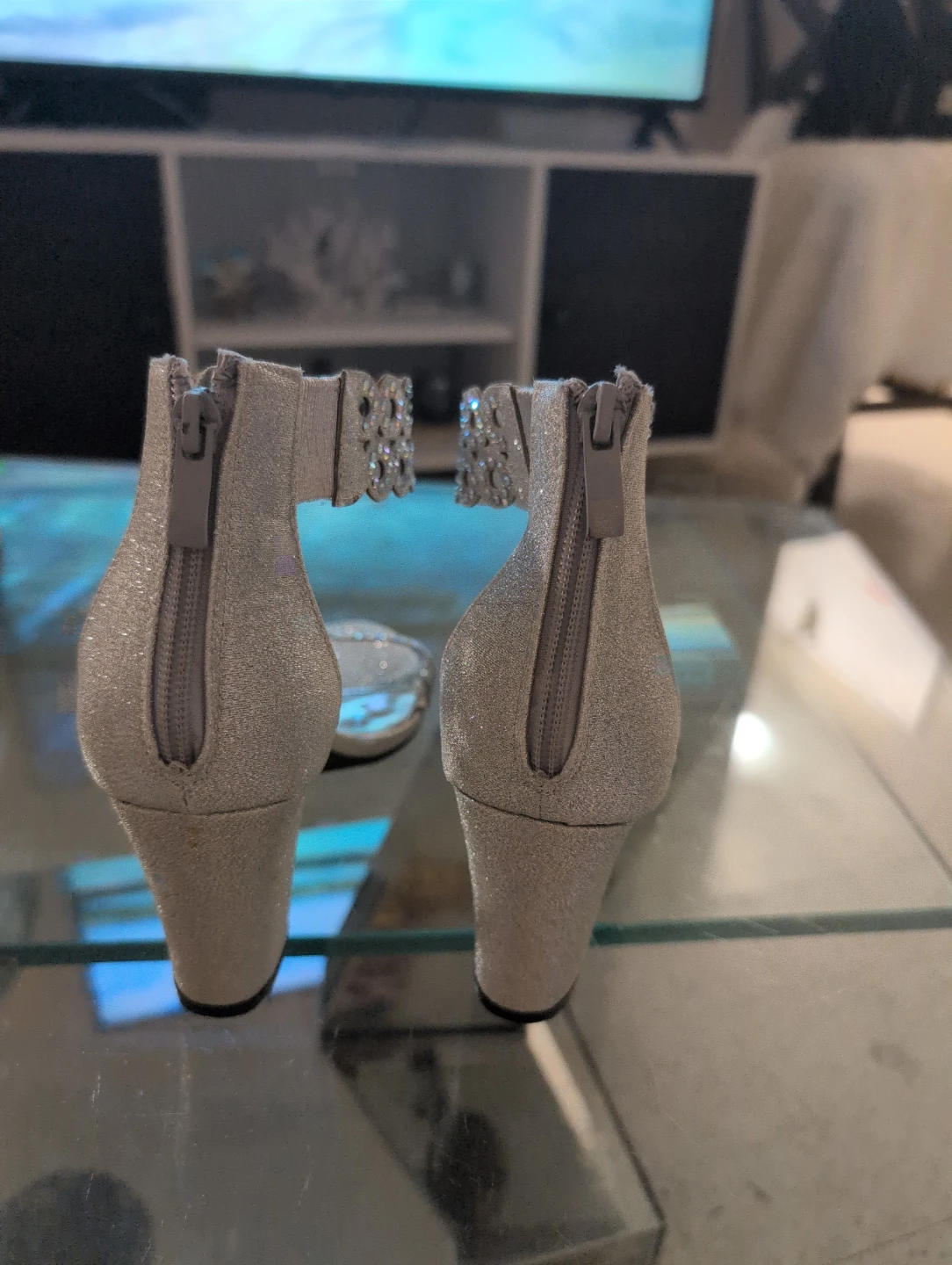 Bella Hanna Silver Glitter Heels with Rhinestones - photo 4