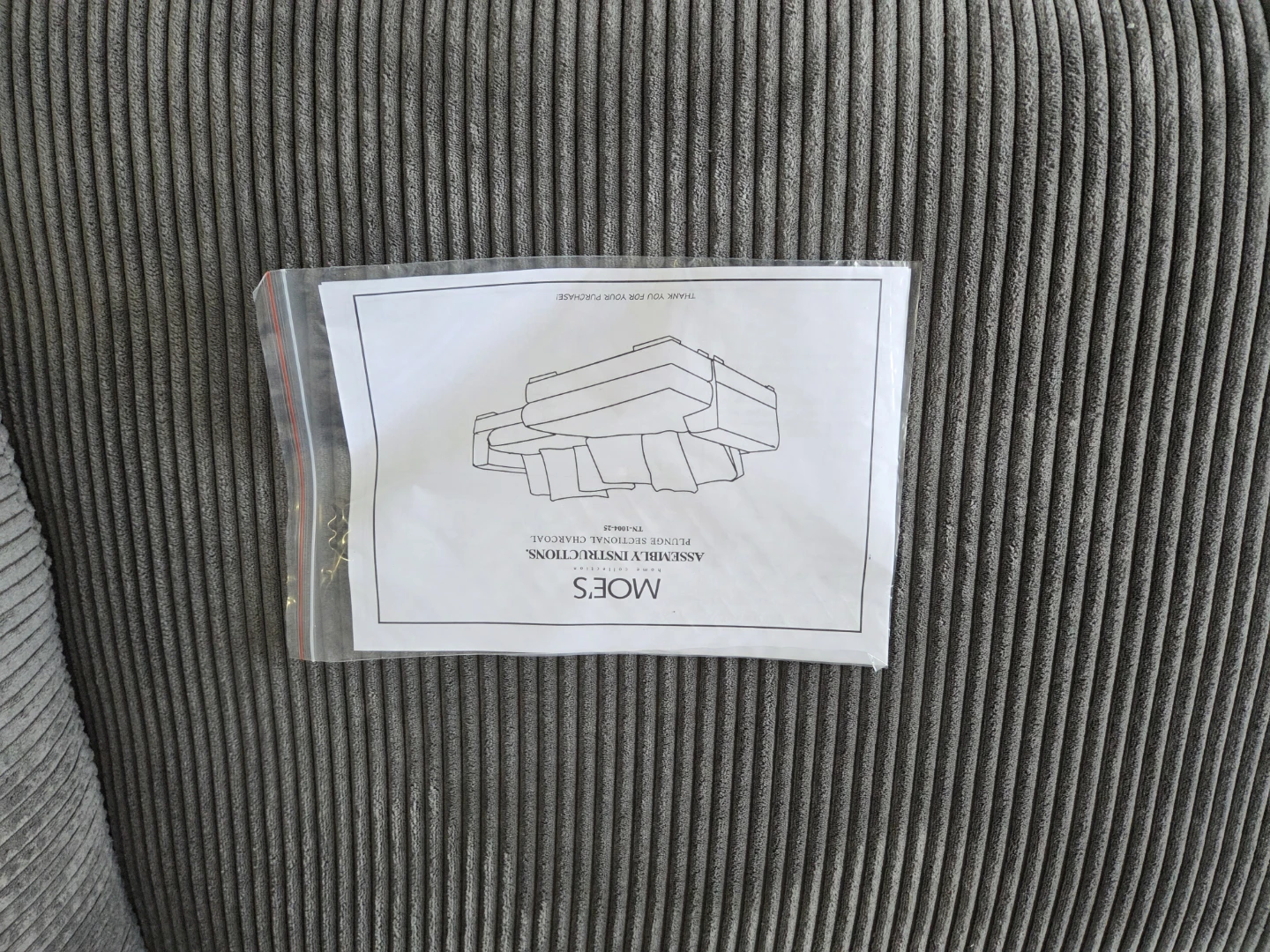 (Brand New) Moe's Gray Corduroy Plunge Corner Lounge Chair - photo 5