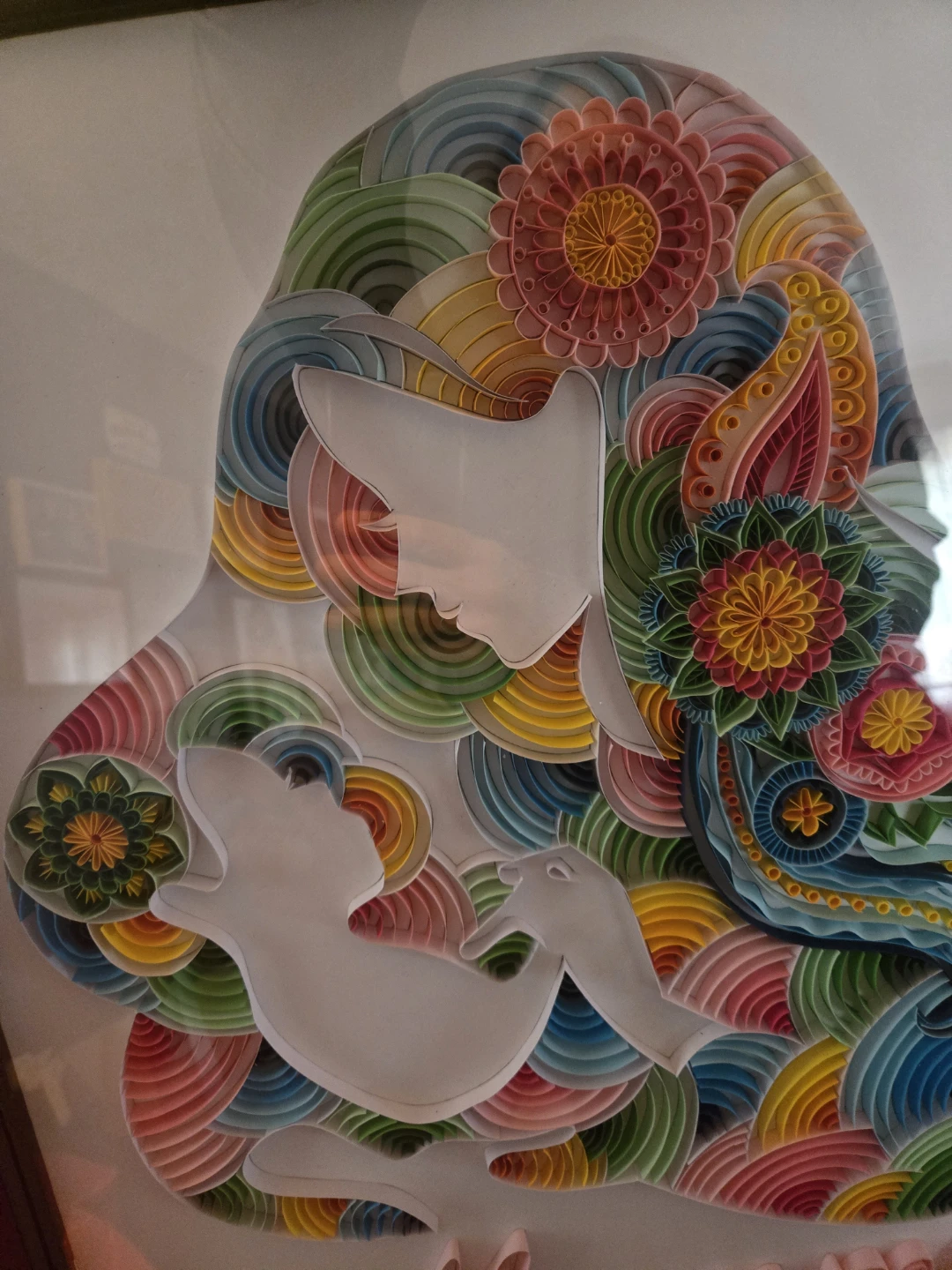 Handmade Framed Quilling Art 'Mommy' Mother and Child - photo 3