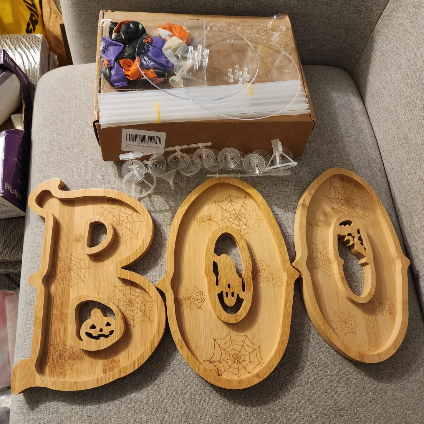 Halloween Wooden "BOO" Charcuterie Board Set