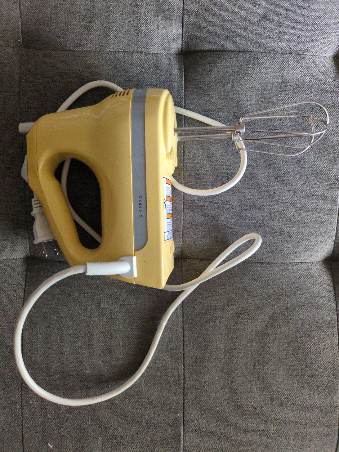 Yellow Handheld Mixer with 5 Speeds