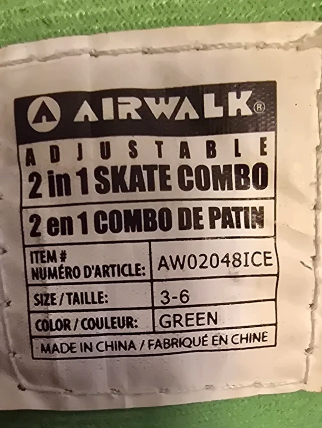🌱Airwalk Adjustable 2-in-1 Skate Combo - Green Size 3-6 - photo 4