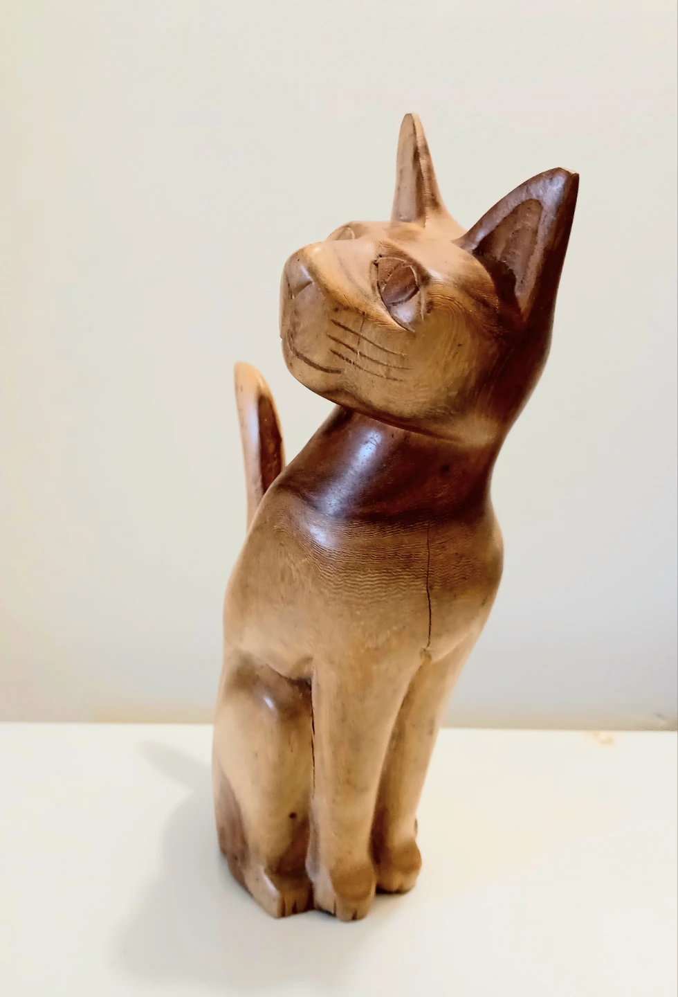 MCM Hand Carved Wooden Large Cat Statue - photo 2