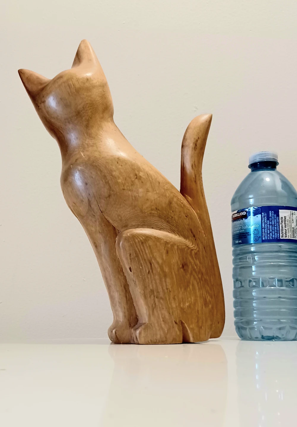 MCM Hand Carved Wooden Large Cat Statue - photo 4