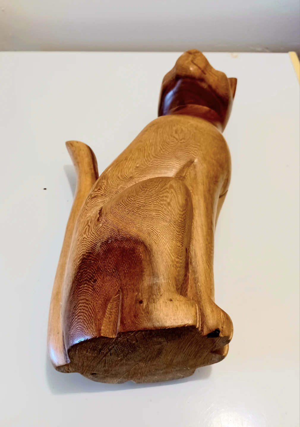 MCM Hand Carved Wooden Large Cat Statue - photo 5