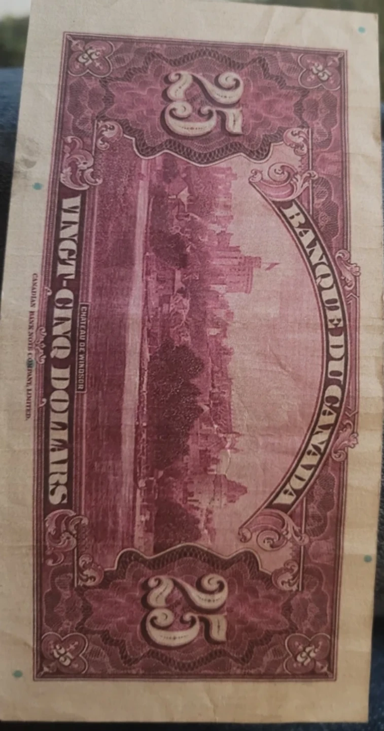 1935 Bank of Canada 25 Dollar Bill - photo 2