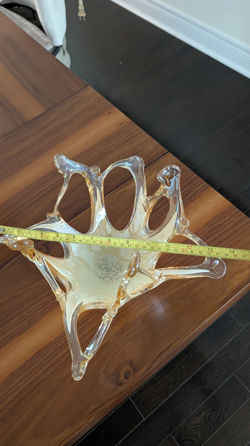 Amber Swirl Art Glass Bowl Dish Centerpiece
