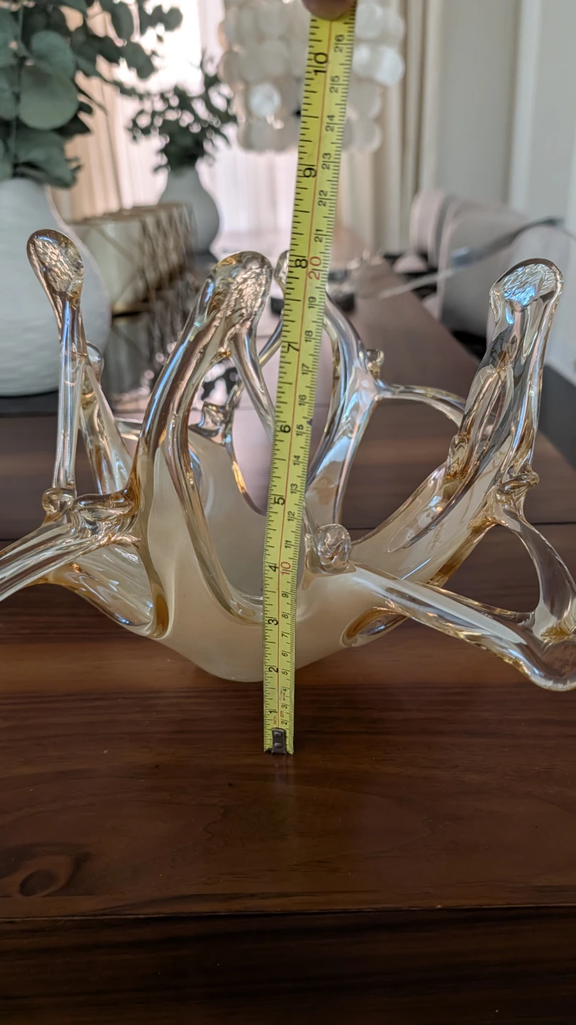 Amber Swirl Art Glass Bowl Dish Centerpiece - photo 4
