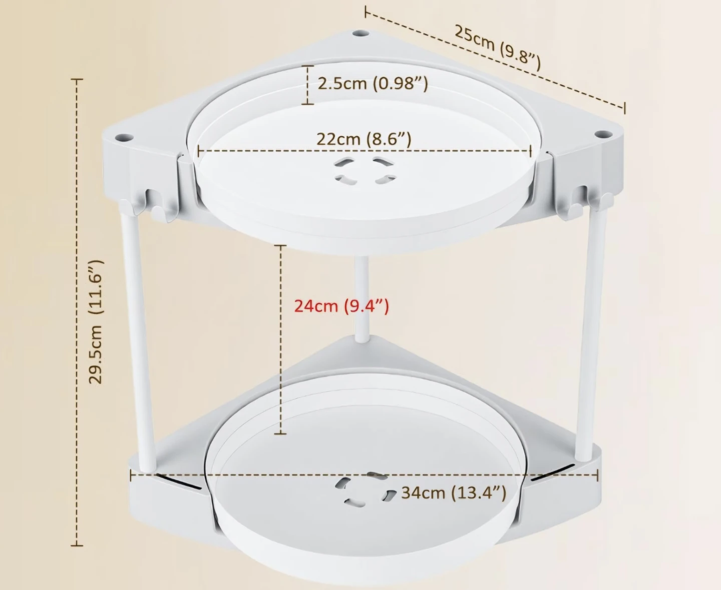 2 Tier Rotating Corner Countertop Shelf Organizer - photo 2