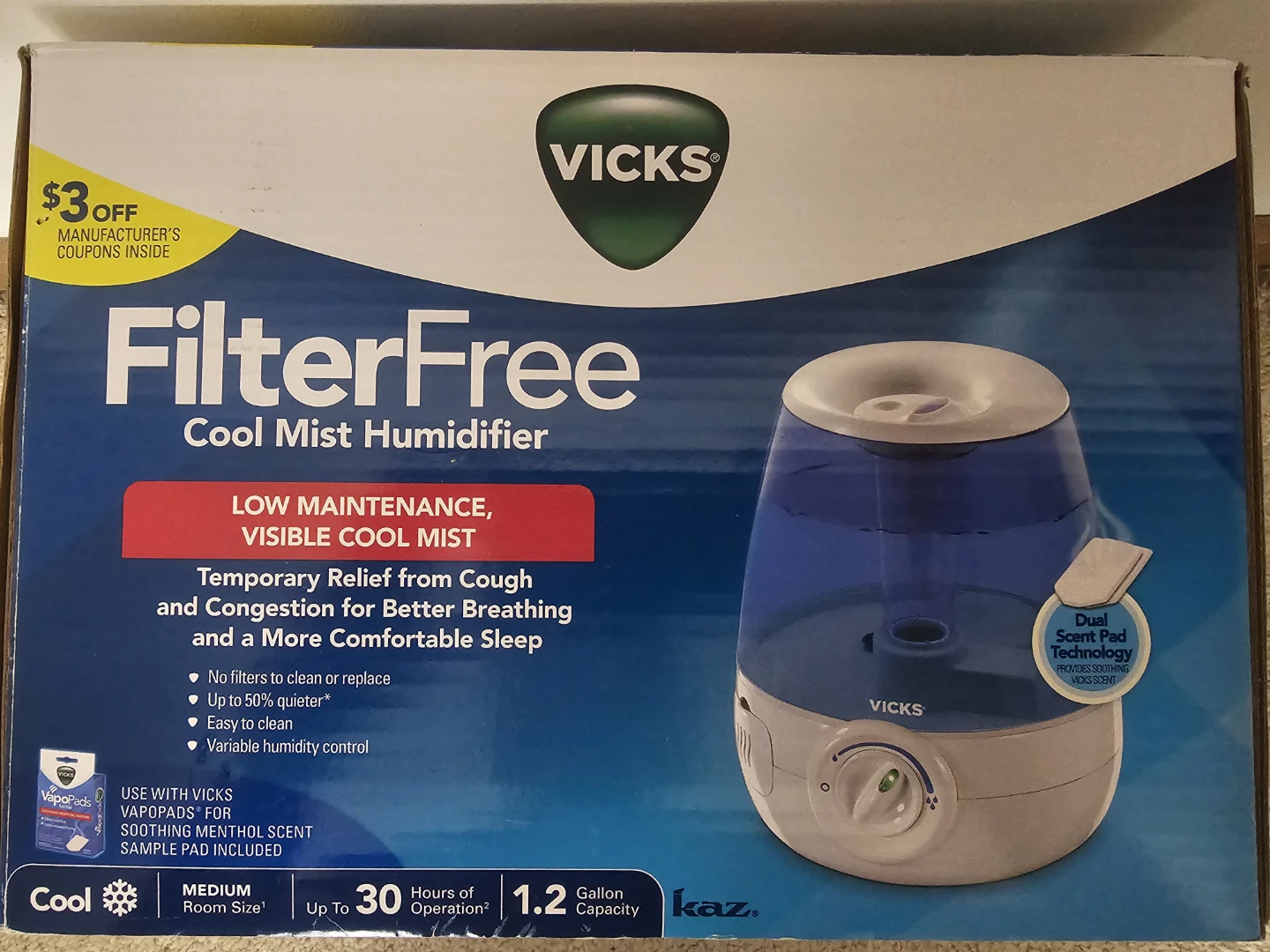 VICKS Cool Mist Humidifier Filter Free - photo 3