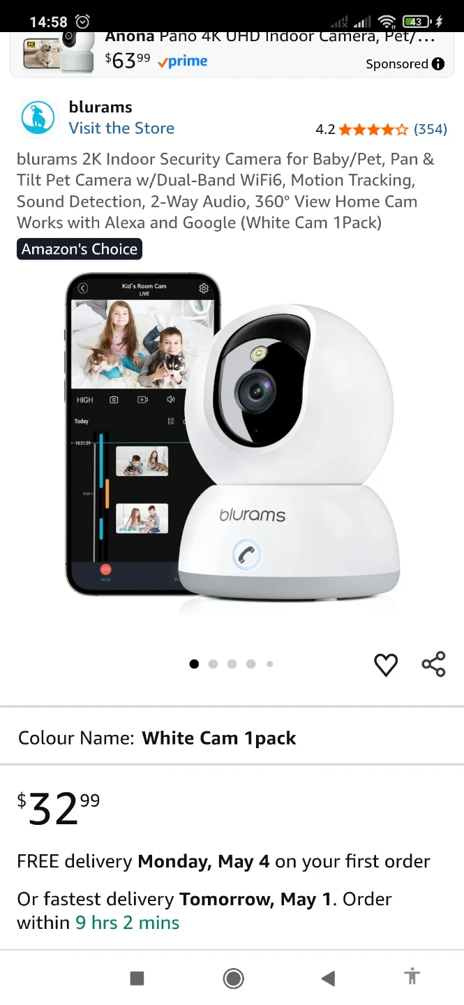 Blurams 2K Indoor Security Camera for Baby/Pet - photo 3