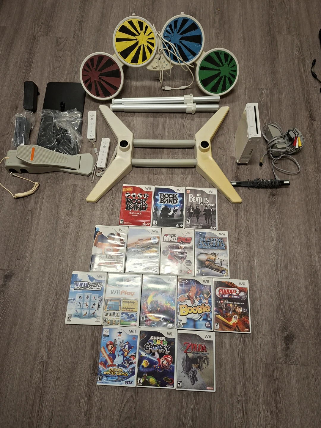 Nintendo Wii Console with Guitar Hero and Rock Band Bundle