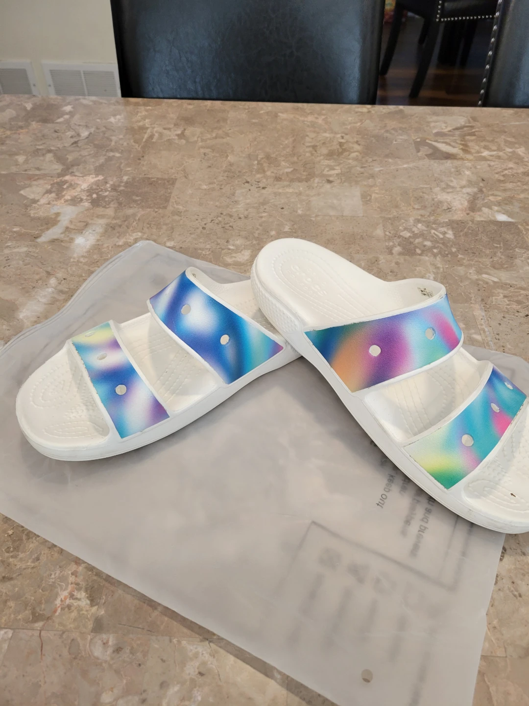 Crocs Classic II Slide Sandals White Tie-Dye Size 9