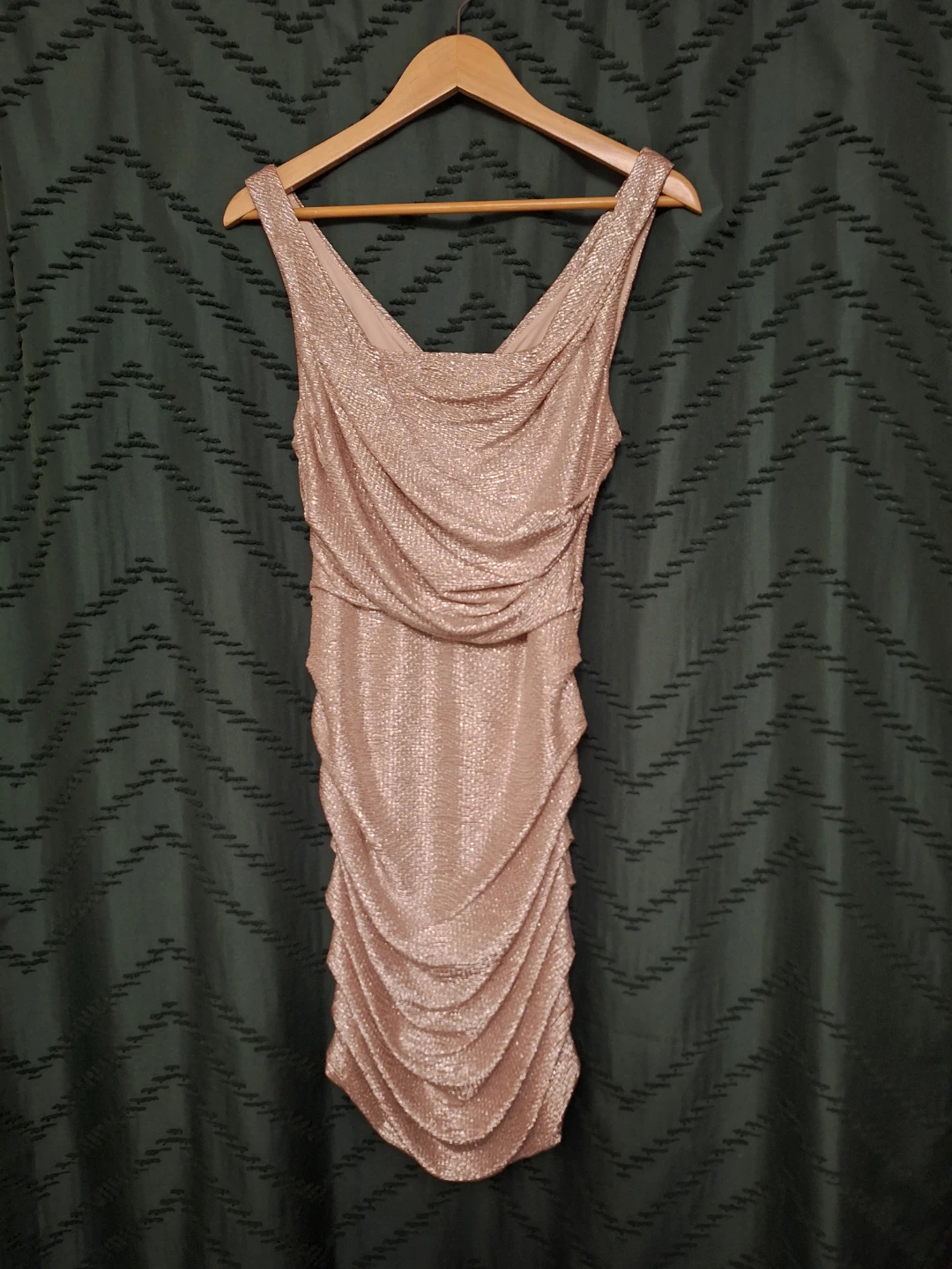 Rose Gold Ruched Cocktail Dress