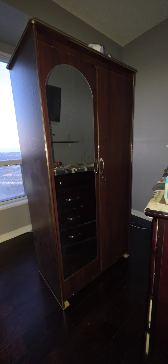Wooden Wardrobe with Mirror