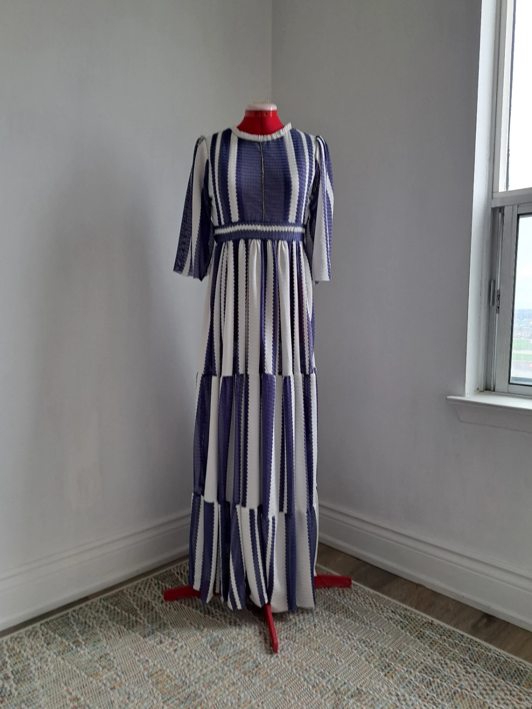Blue and White Striped Maxi Dress - photo 5