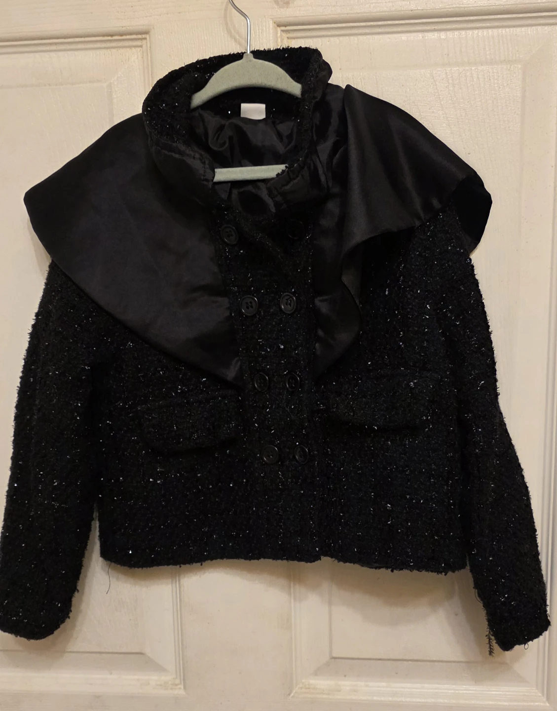 Girls' Black Tweed Jacket and Shorts Set - photo 2