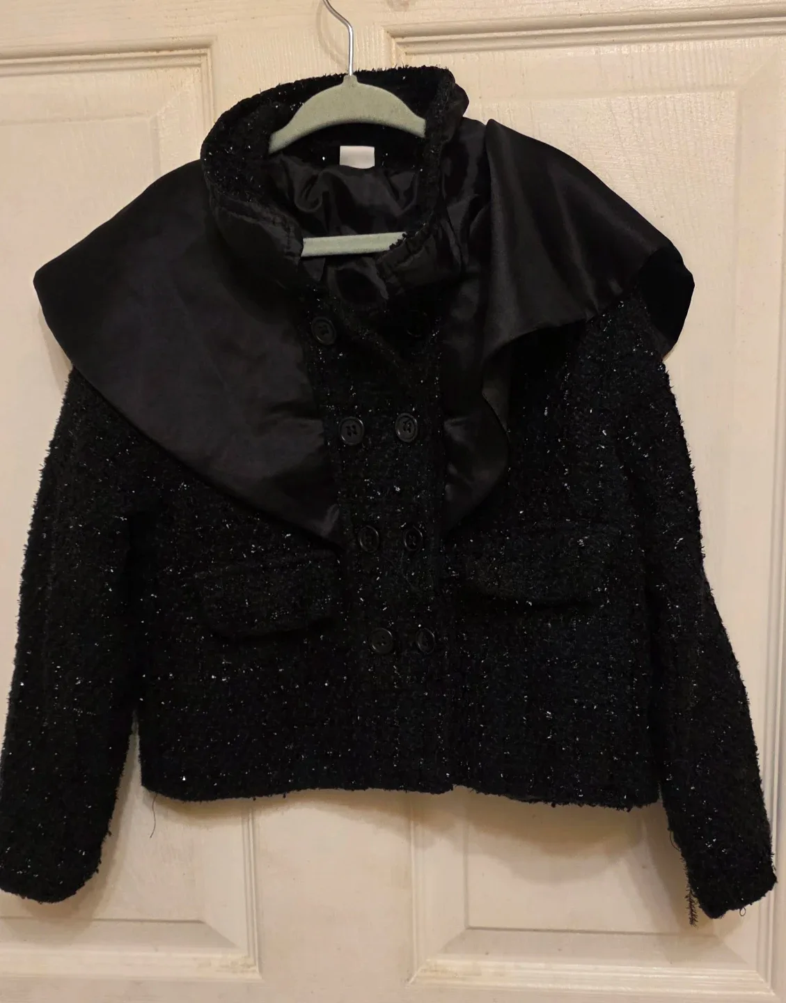 Girls' Black Tweed Jacket and Shorts Set - photo 2