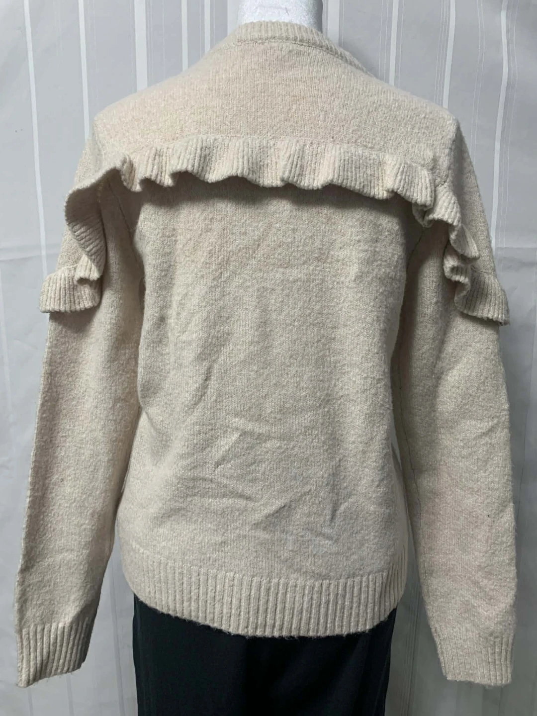 Cream Ruffled Knit Sweater - photo 3