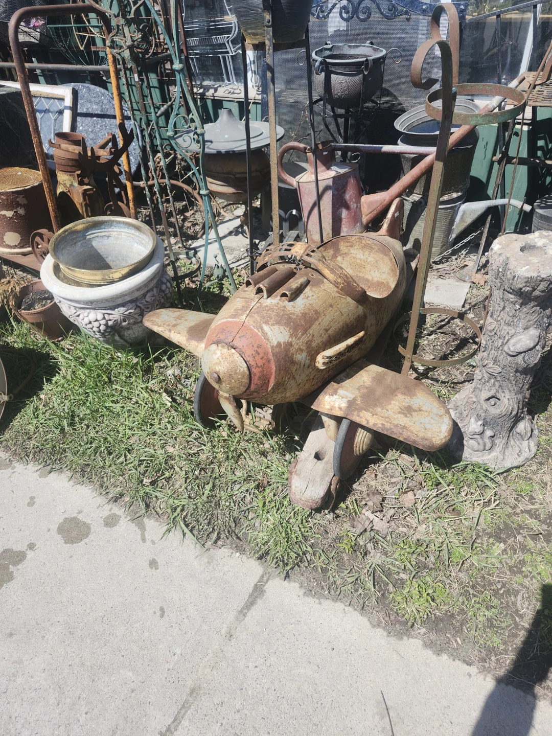 Vintage Metal Airplane Sculpture