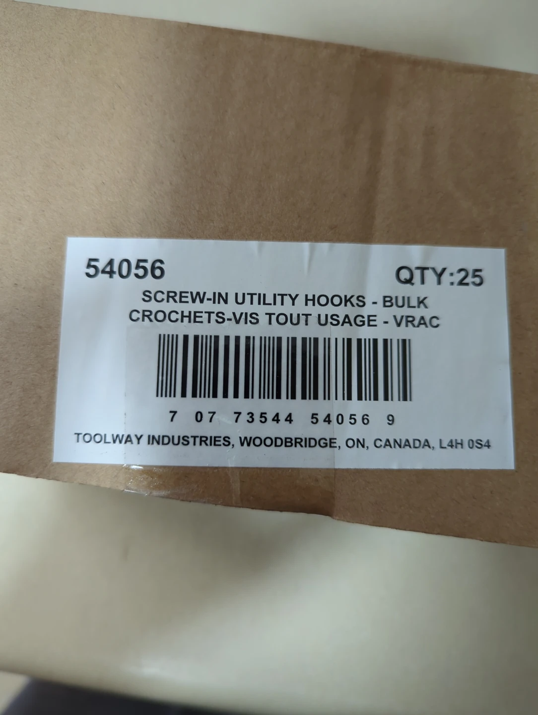 Screw-in Utility Hooks - Bulk (25 Count)