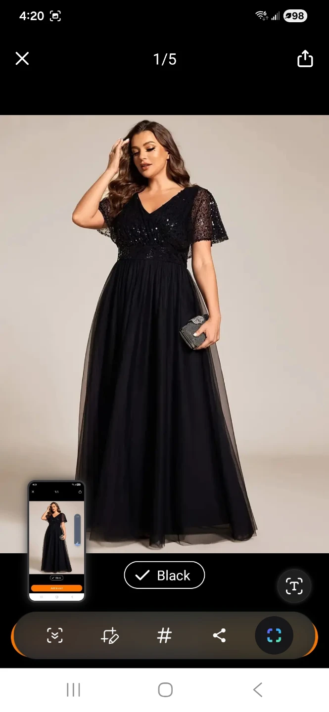 Dress - Plus size Sequin Tulle Gown - Blue - photo 2