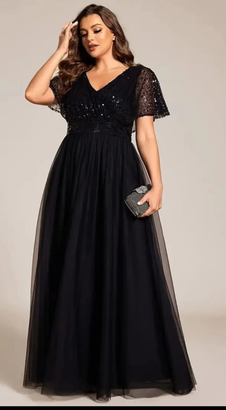 Dress - Plus size Sequin Tulle Gown - Blue - photo 4