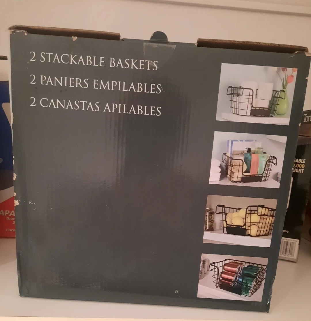 2 Sturdy Large Wire Stackable Baskets - Brand New - photo 5