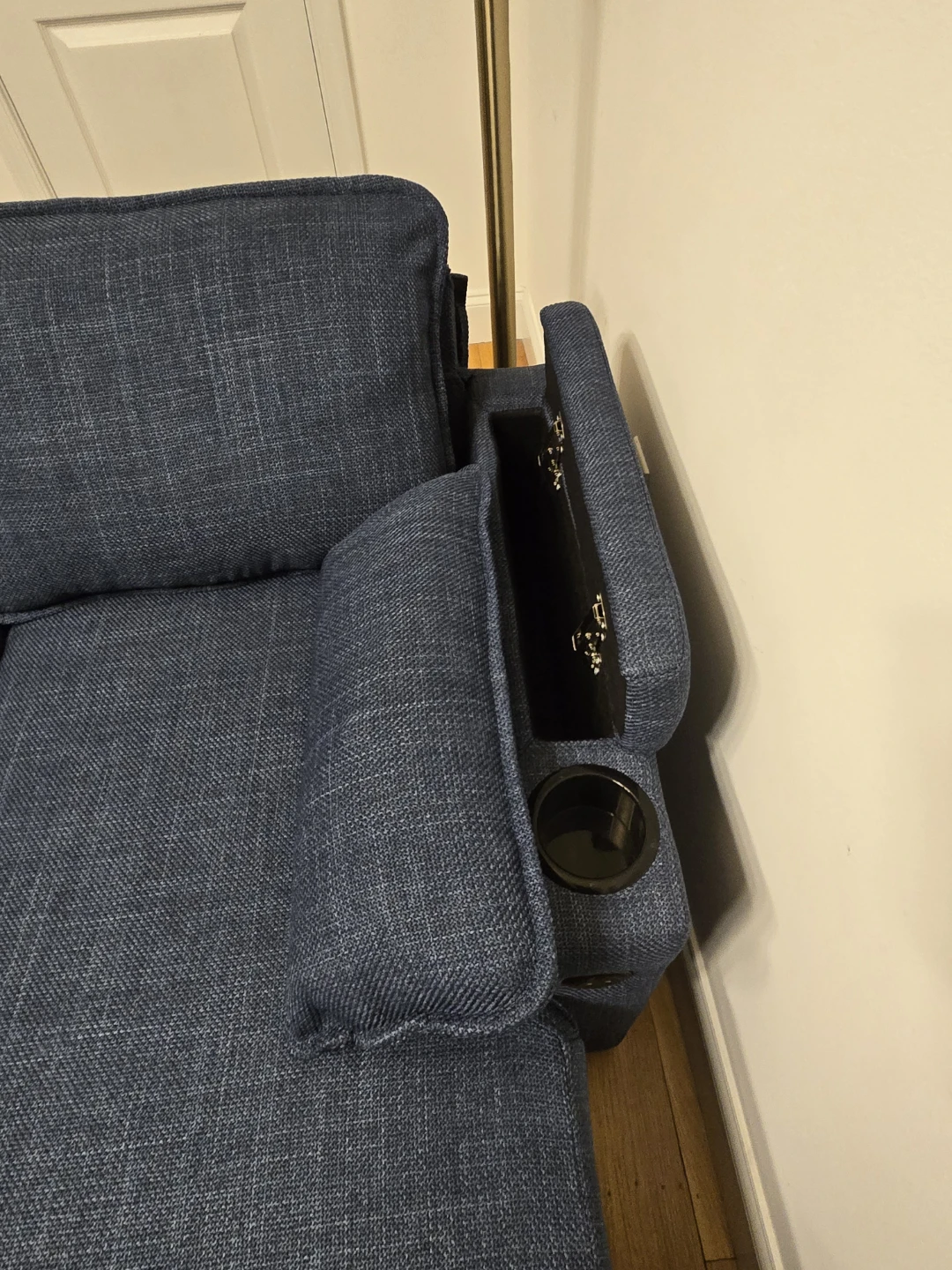 Blue Sectional Sofa Bed with Storage and Cup Holders - photo 4