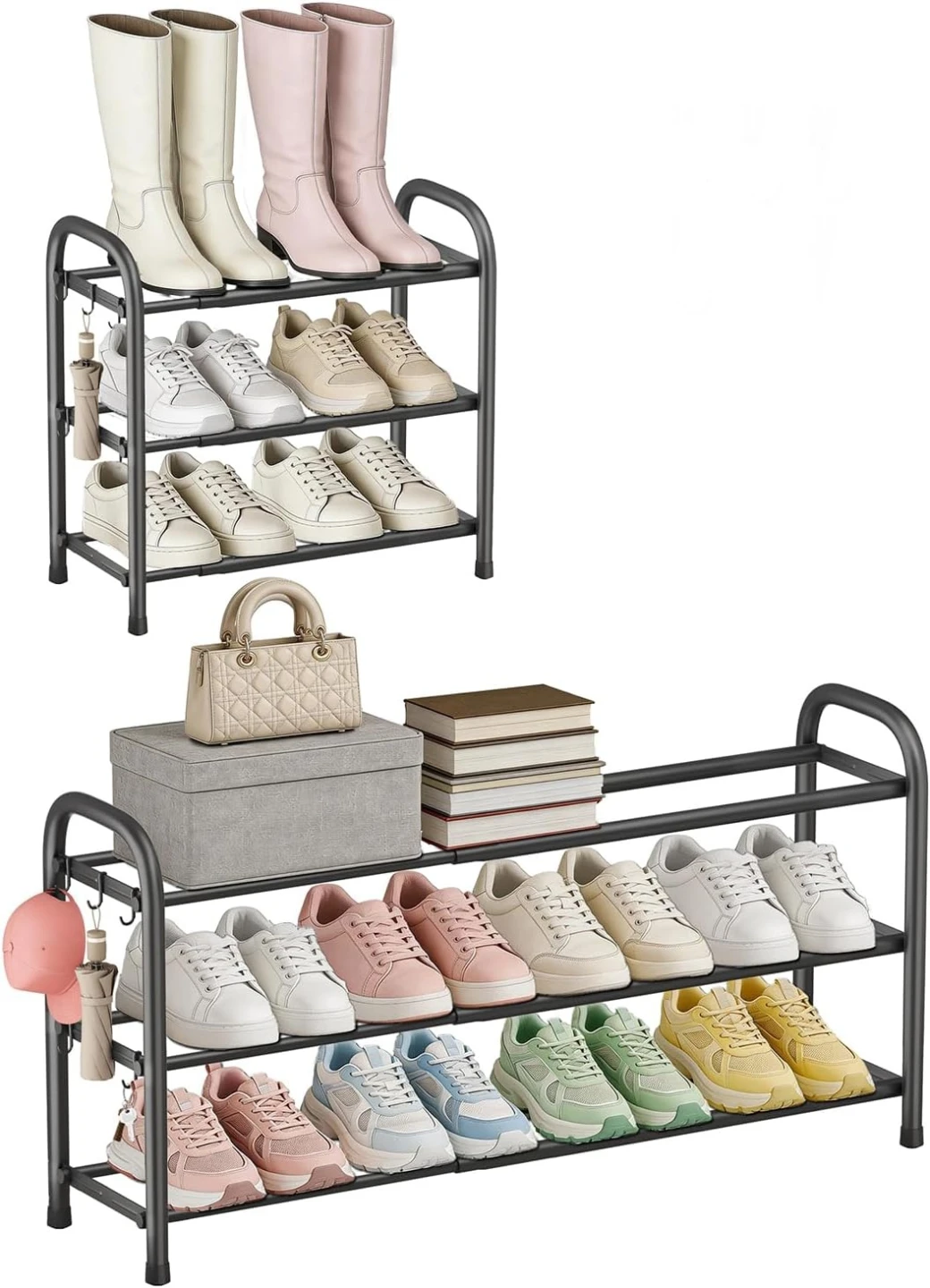 BNIB - 2 x Asuluphy Expandable 3 Tier Metal Shoe Racks