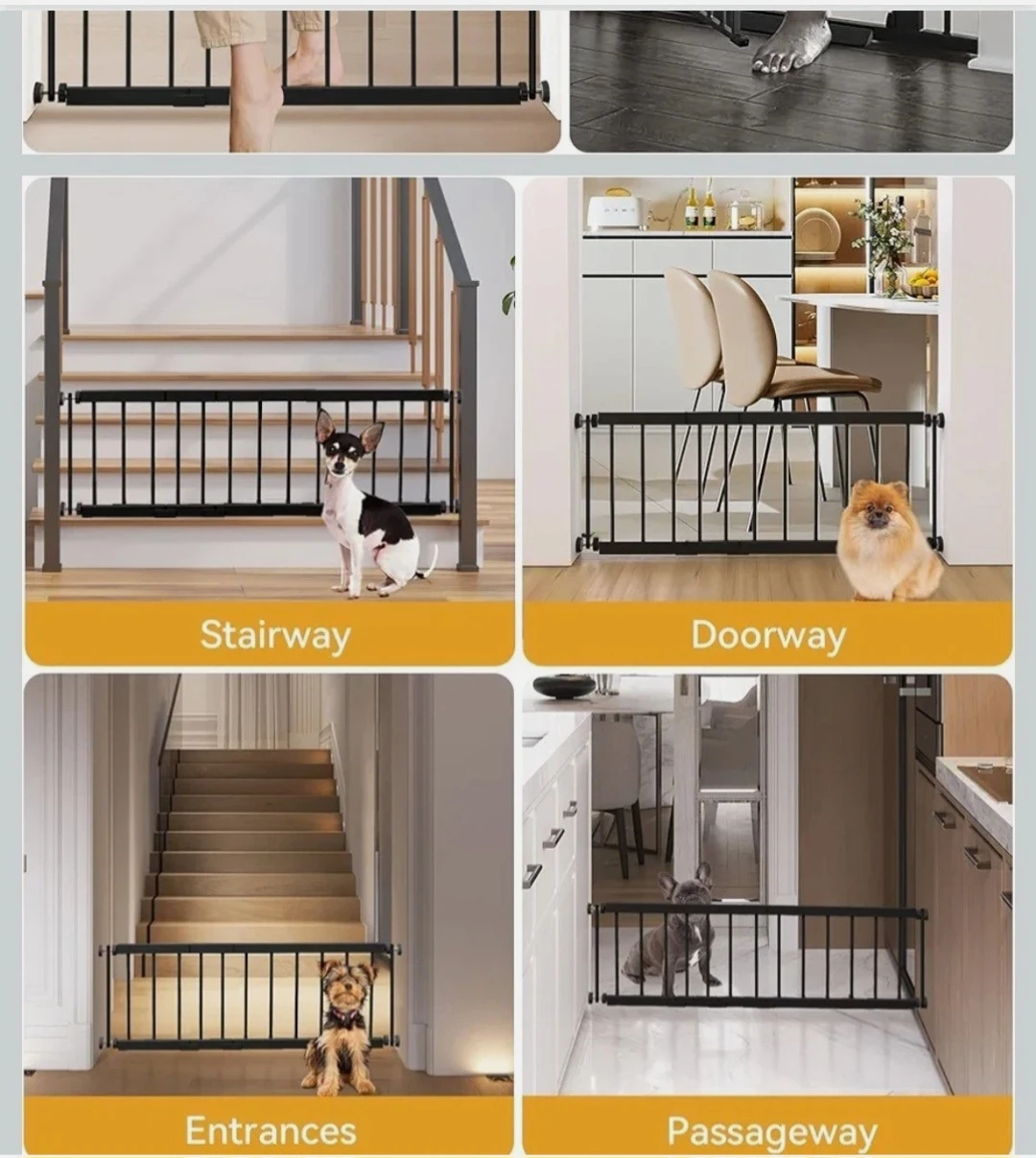 Fldofaves Thickened Metal Pet Gate - Black - photo 3