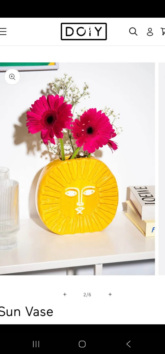 DOiY Sun Face Vase Yellow Ceramic - photo 2