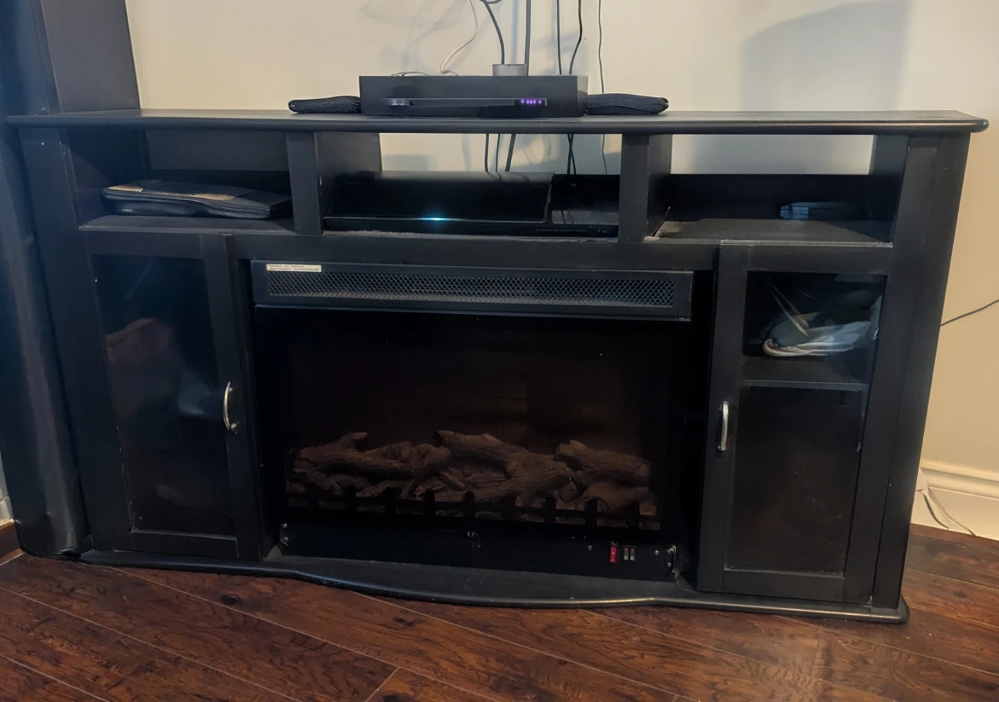 Black Electric Fireplace Entertainment Stand