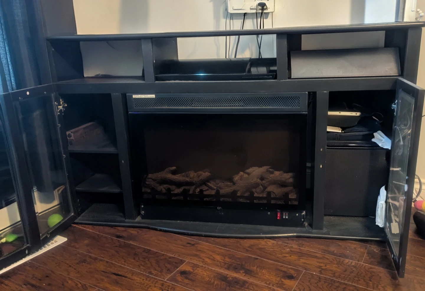Black Electric Fireplace Entertainment Stand - photo 2