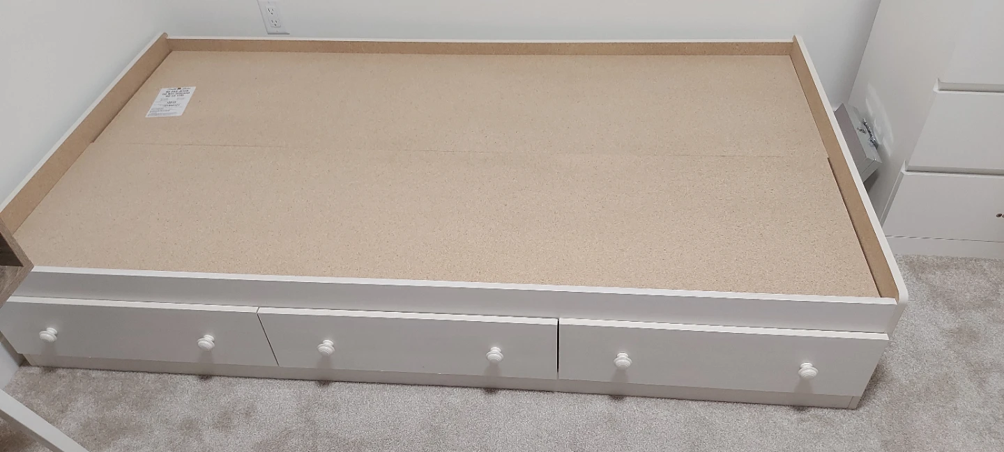 White Twin Bed Frame with Drawers
