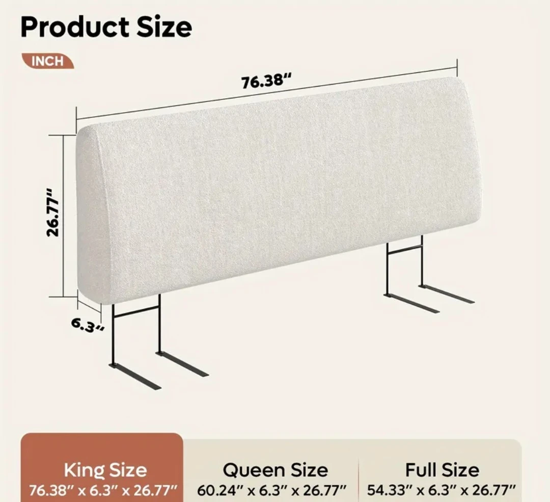 Cream Teddy Fleece Headboard - King Size - photo 3