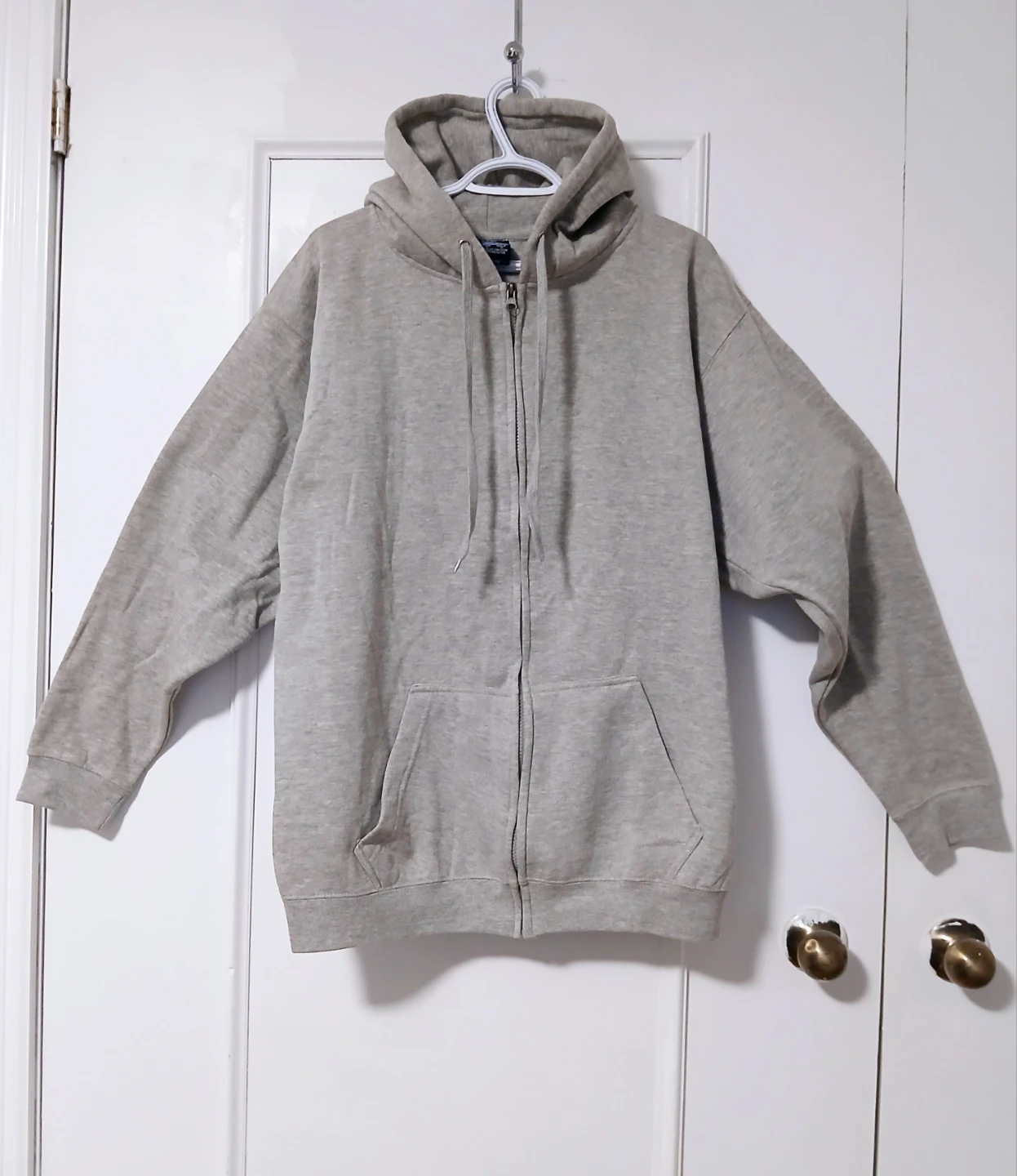 Men Large Grey Zip-Up Hoodie