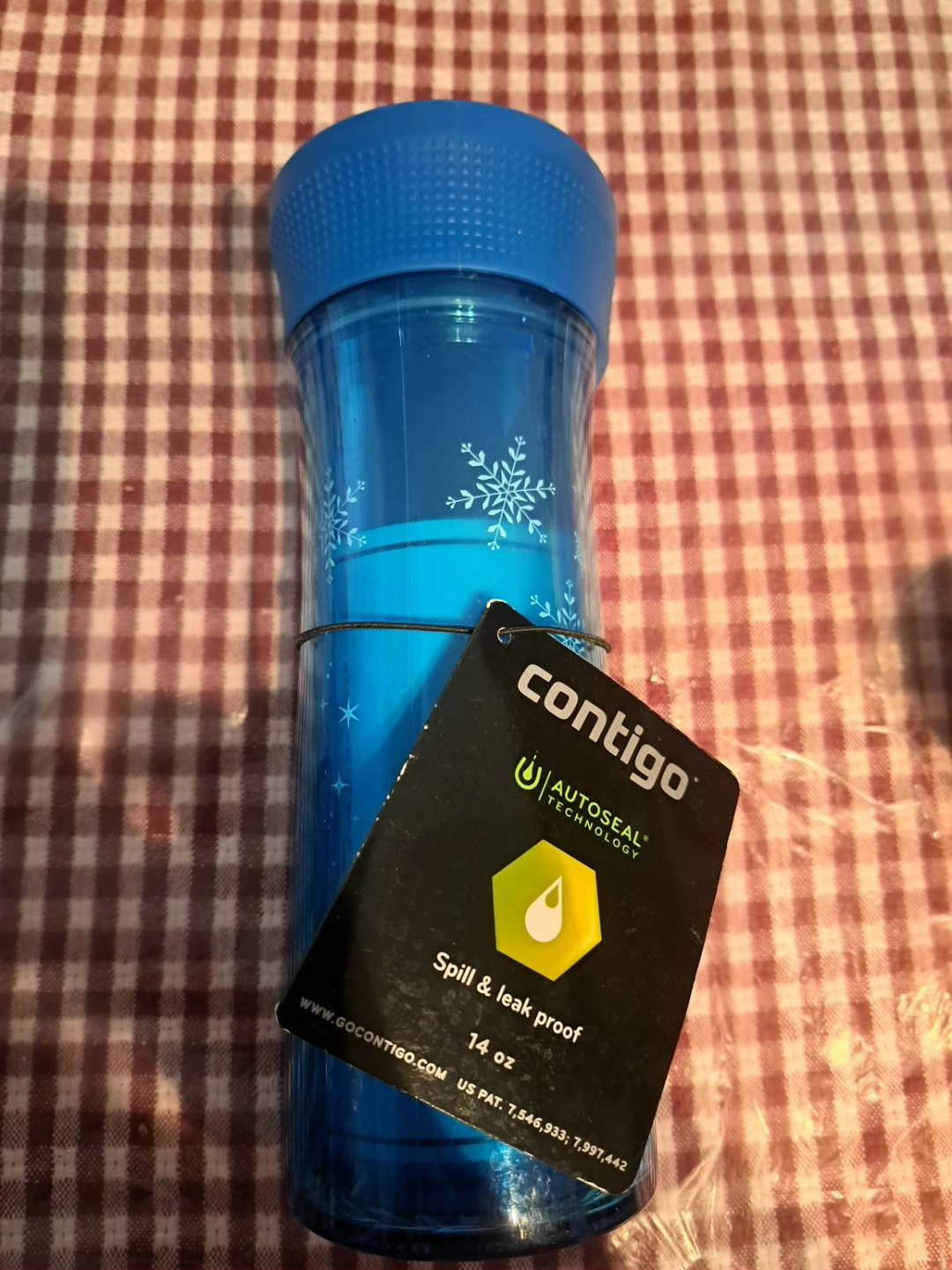 New Contigo Autoseal Water Bottle 14 oz Blue Snowflake